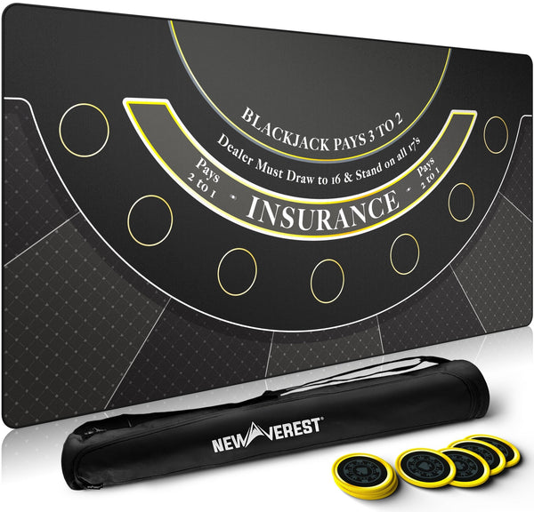 Blackjack Mat 70" x 35", Blackjack Table Top for Home Game Nights - Newverest