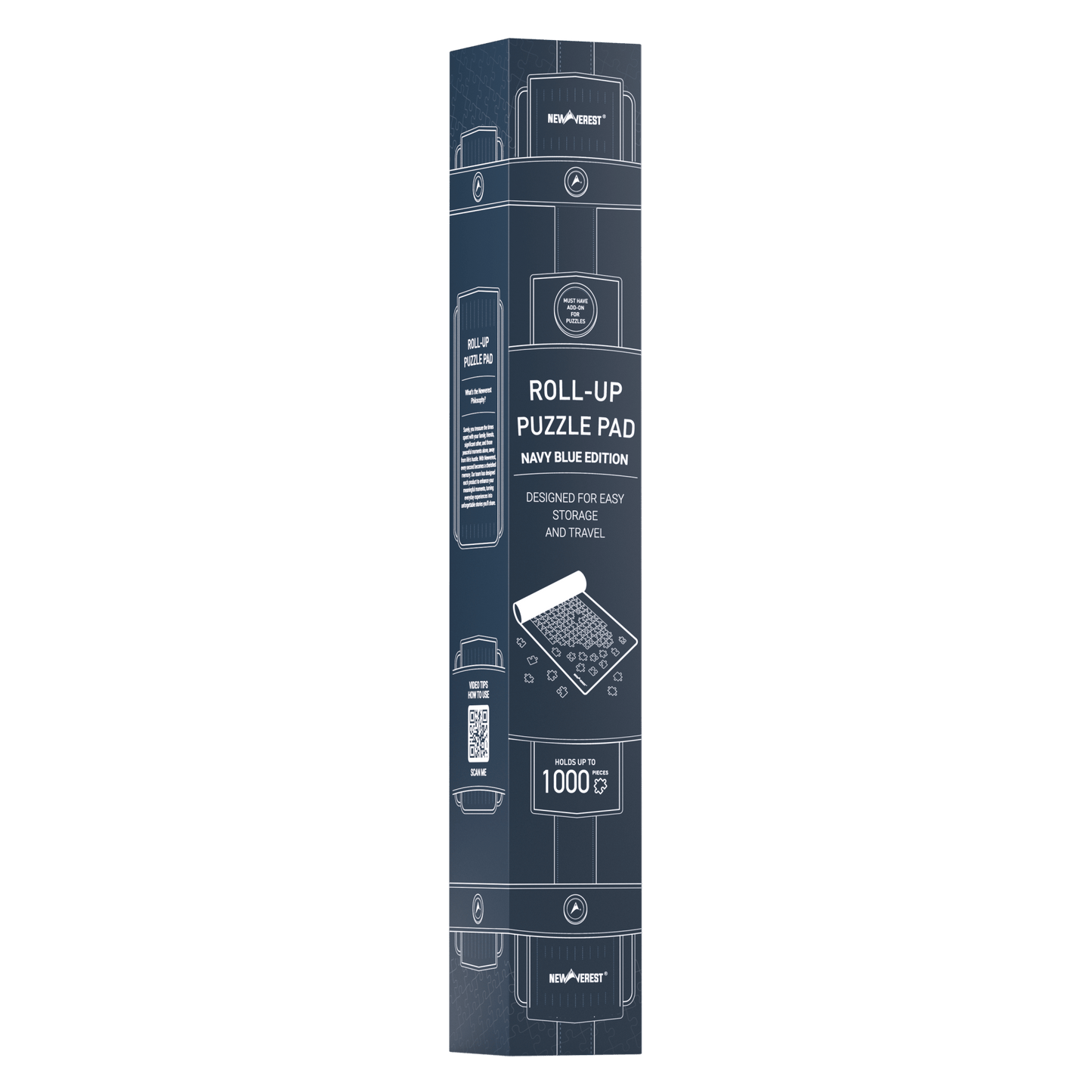 Newverest, 1000 Piece Roll - Up Puzzle Mat in NAVY – "Deep Think" - Newverest