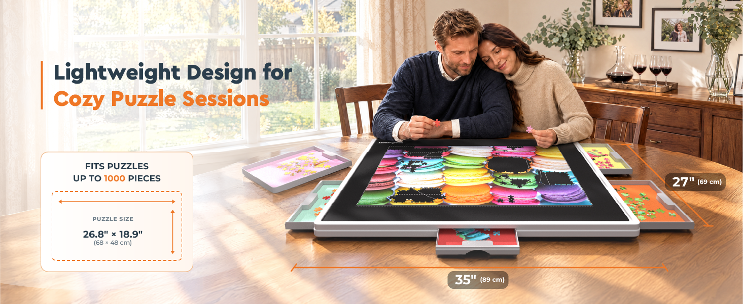 Newverest puzzle board dimensions and portability for puzzles up to 1000 pieces