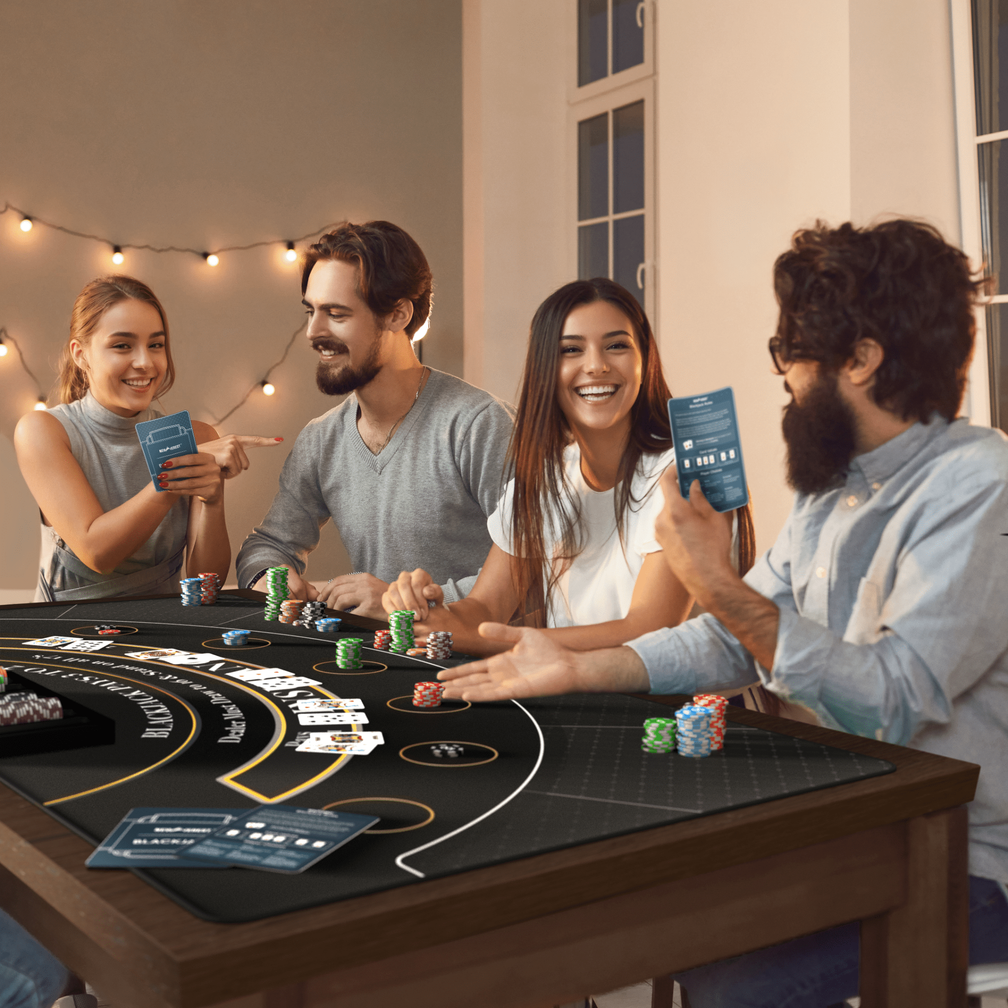 Newverest Blackjack Mat in Black - 70" x 30" - Newverest