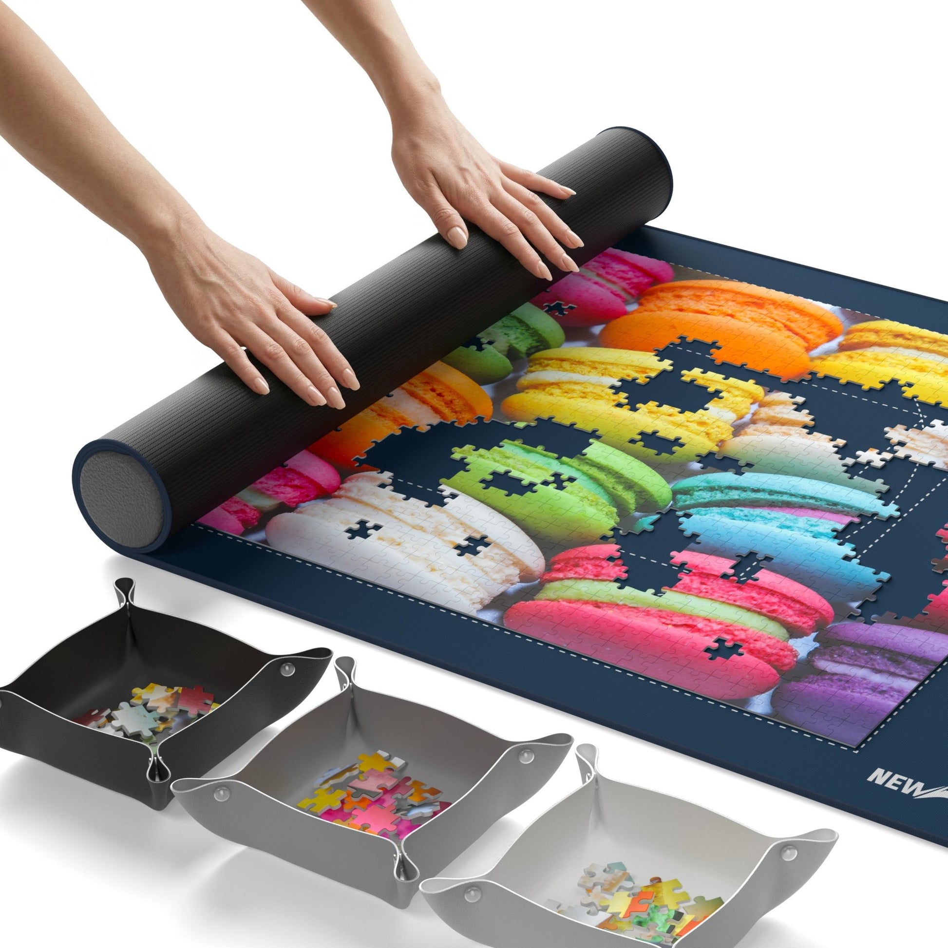 Newverest, 1000 Piece Roll - Up Puzzle Mat in NAVY – "Deep Think" - Newverest