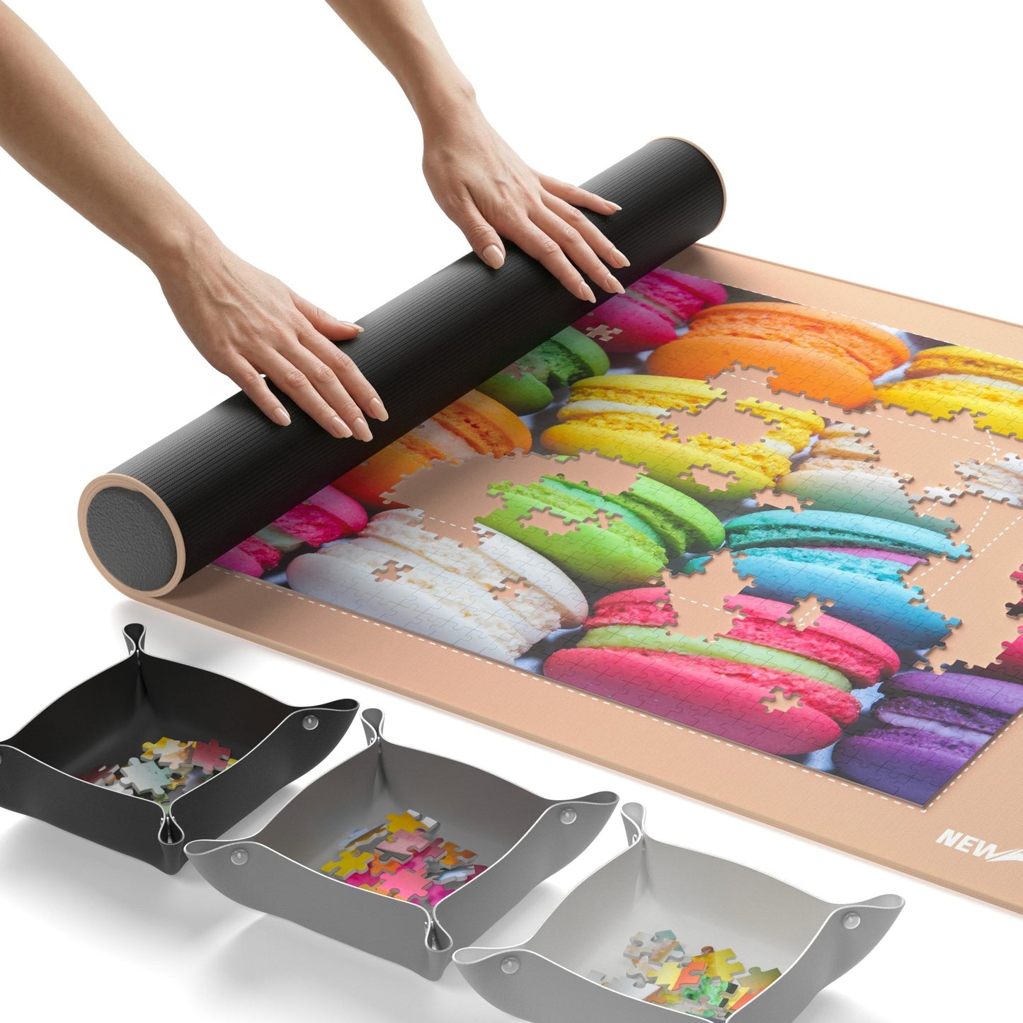 Newverest, 1000 Piece Roll - Up Puzzle Mat in ROSE GOLD - "Blushing Genius" - Newverest