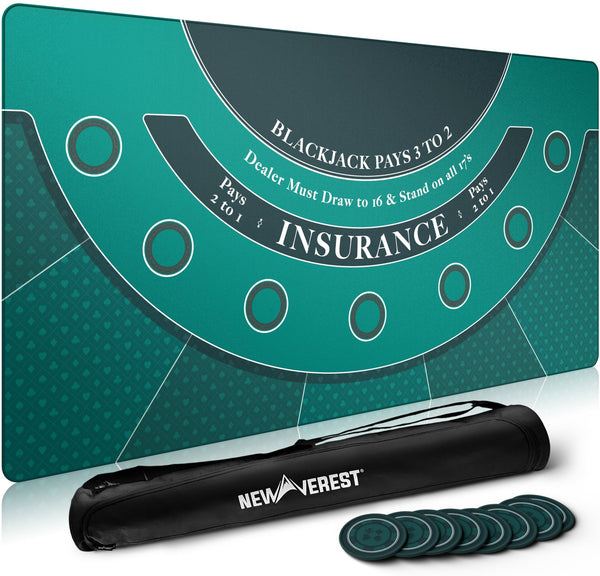 Blackjack Mat 70" x 35", Blackjack Table Top for Home Game Nights - Newverest