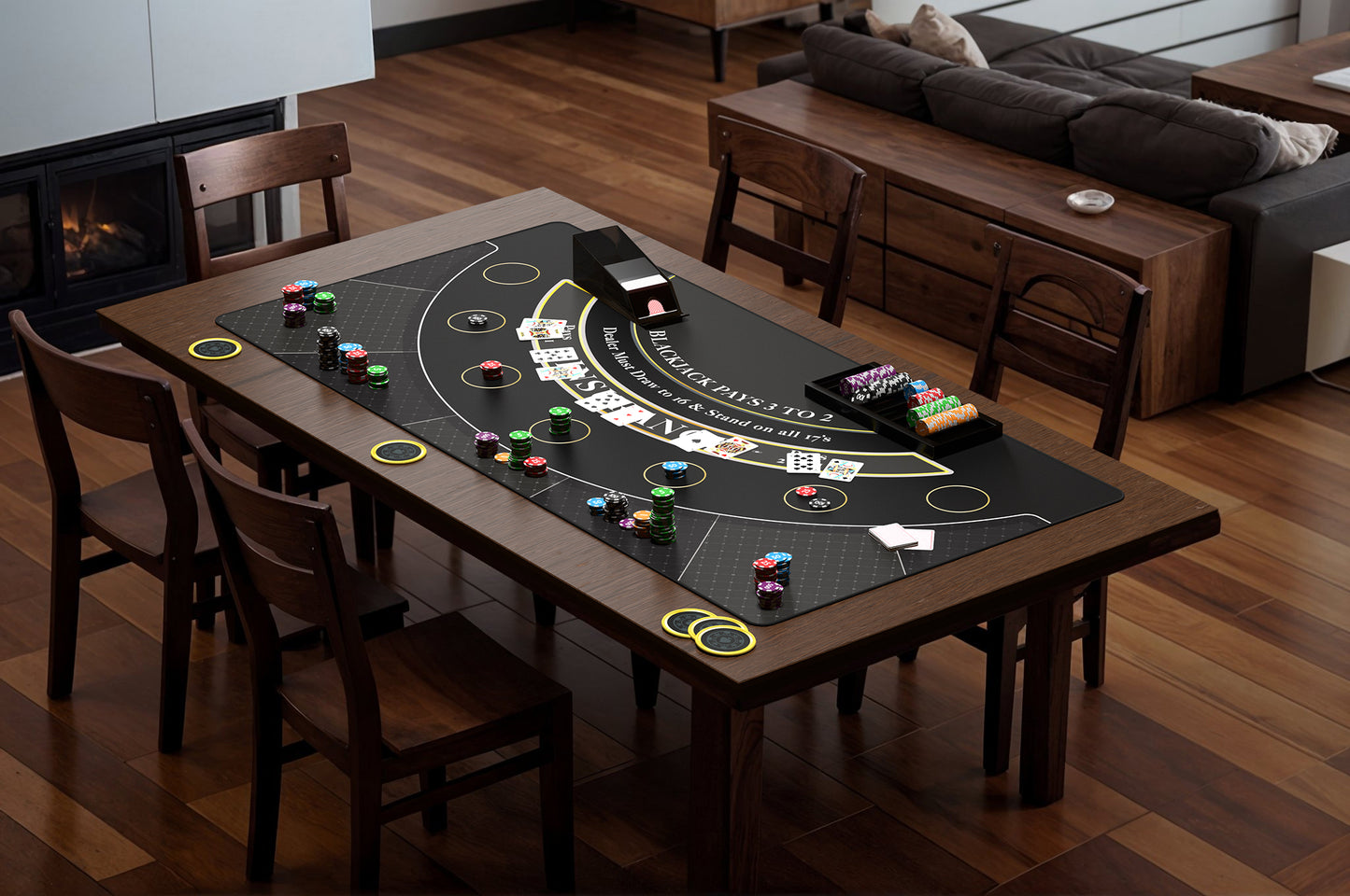 Newverest Blackjack Mat in Black - 70" x 30" - Newverest