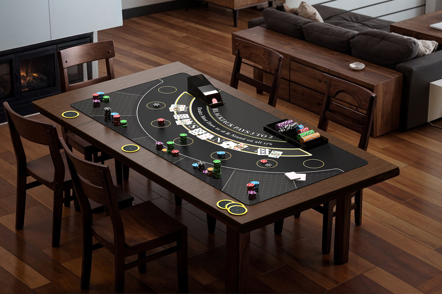 Blackjack Mat 70" x 35", Blackjack Table Top for Home Game Nights