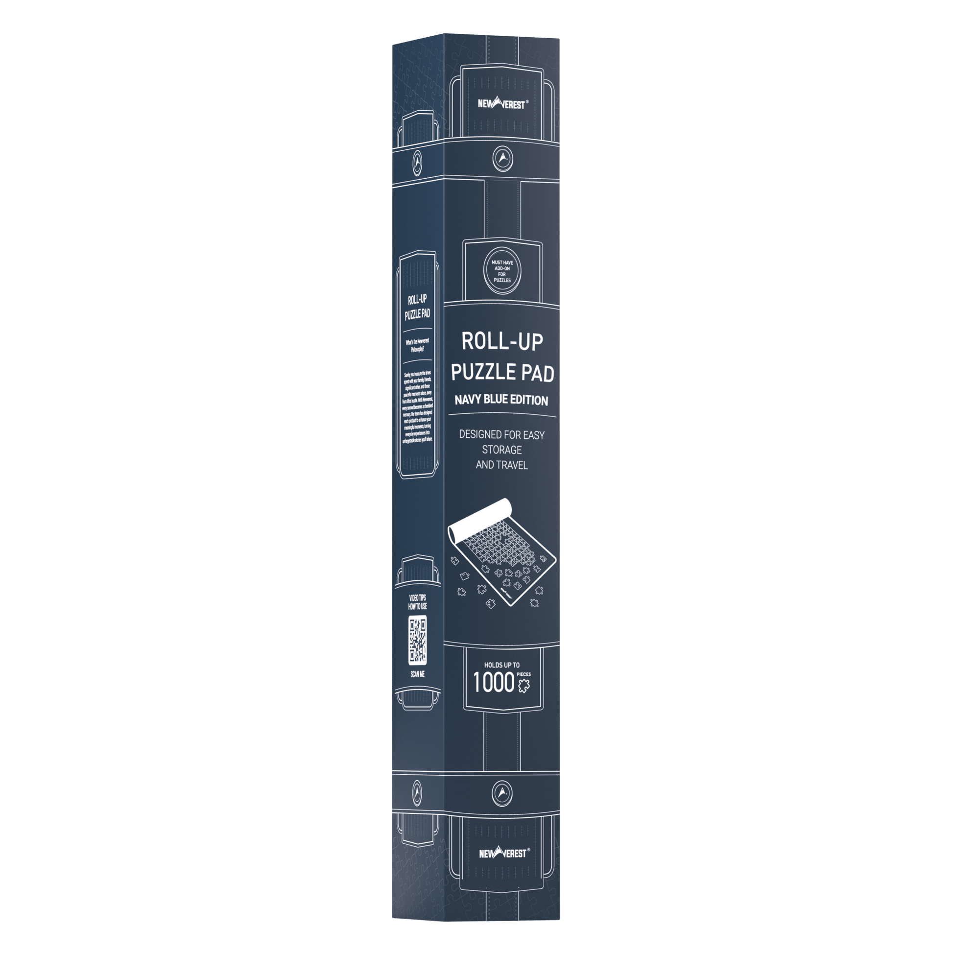 Newverest, 1000 Piece Roll - Up Puzzle Mat in NAVY – "Deep Think" - Newverest