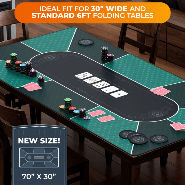 Poker Table Top 70" x 30" - Ideal Poker Topper for 6ft and 8ft Folding Tables (30" Width) - Newverest