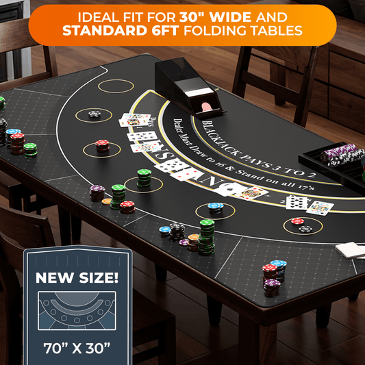 Newverest Blackjack Mat in Black - 70" x 30" - Newverest
