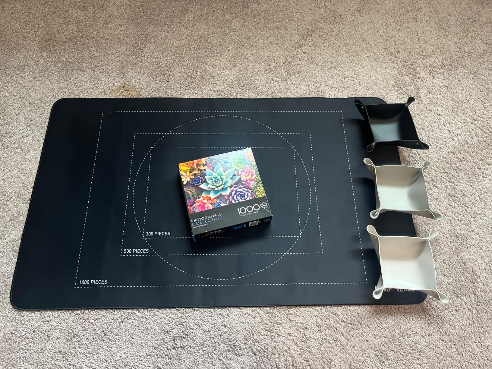 about to start a new puzzle on the newverest jigsaw puzzle mat roll up