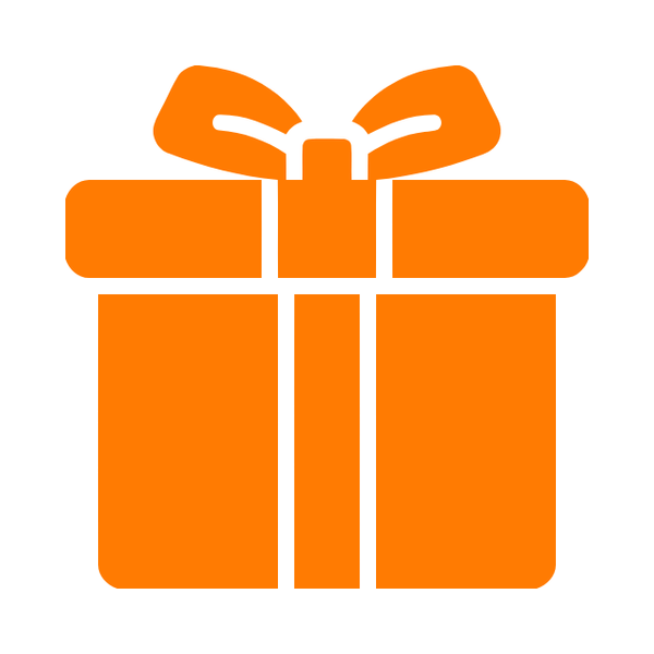 circle icon symbolizing gift ready packaging, a present icon