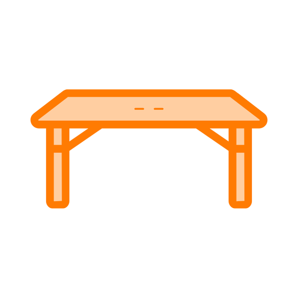 folding table icon symbolizing party ready size for our blackjack mat