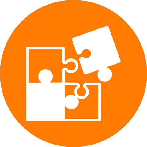 staying organized puzzle piece icon with the last puzzle piece about to be put into place