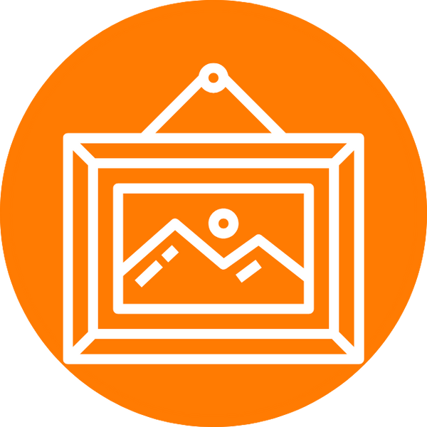 frame ready hold icon in a circle that is orange