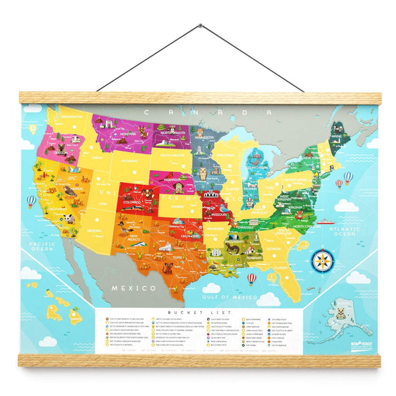 Newverest Scratch Off USA Map - Kids Edition